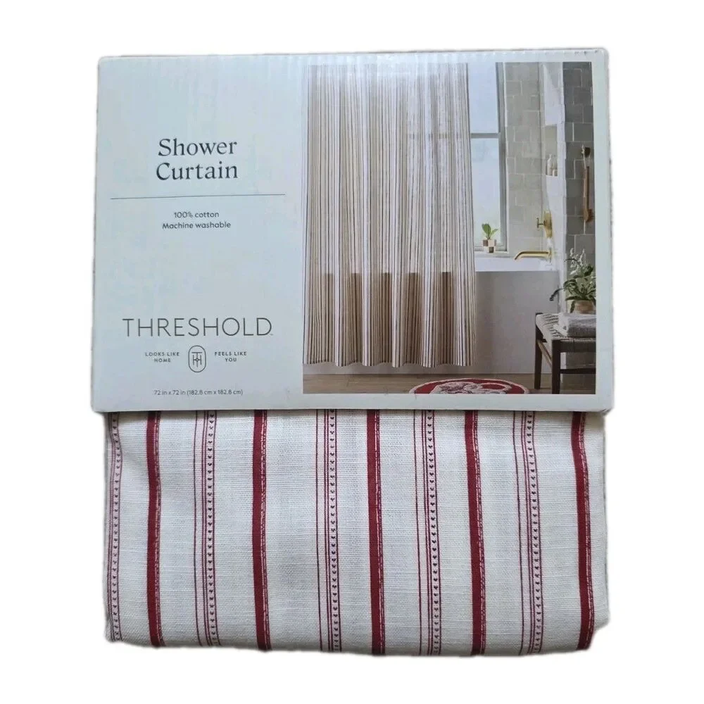 Threshold Shower Curtain Heart Stripe Fabric 72